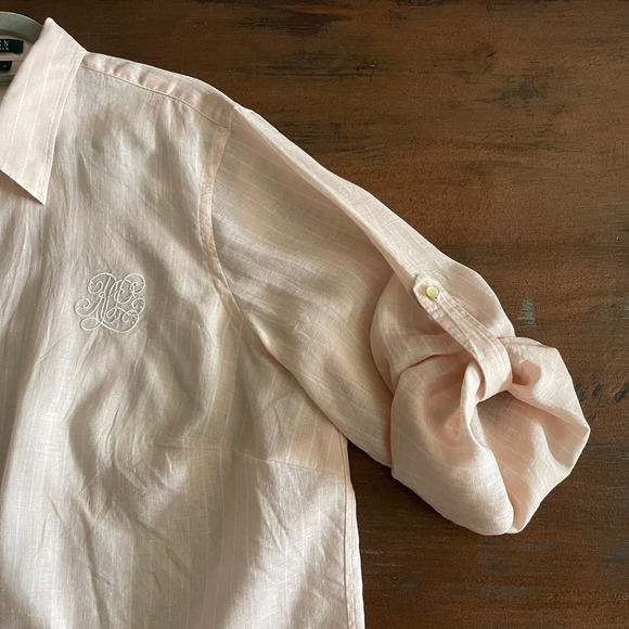 Ralph Lauren Logo Embroidery Women's Linen Shirt Size 1X - Picture 6 of 7